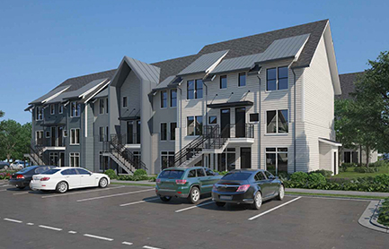Rendering of the exterior of the laurel townhome